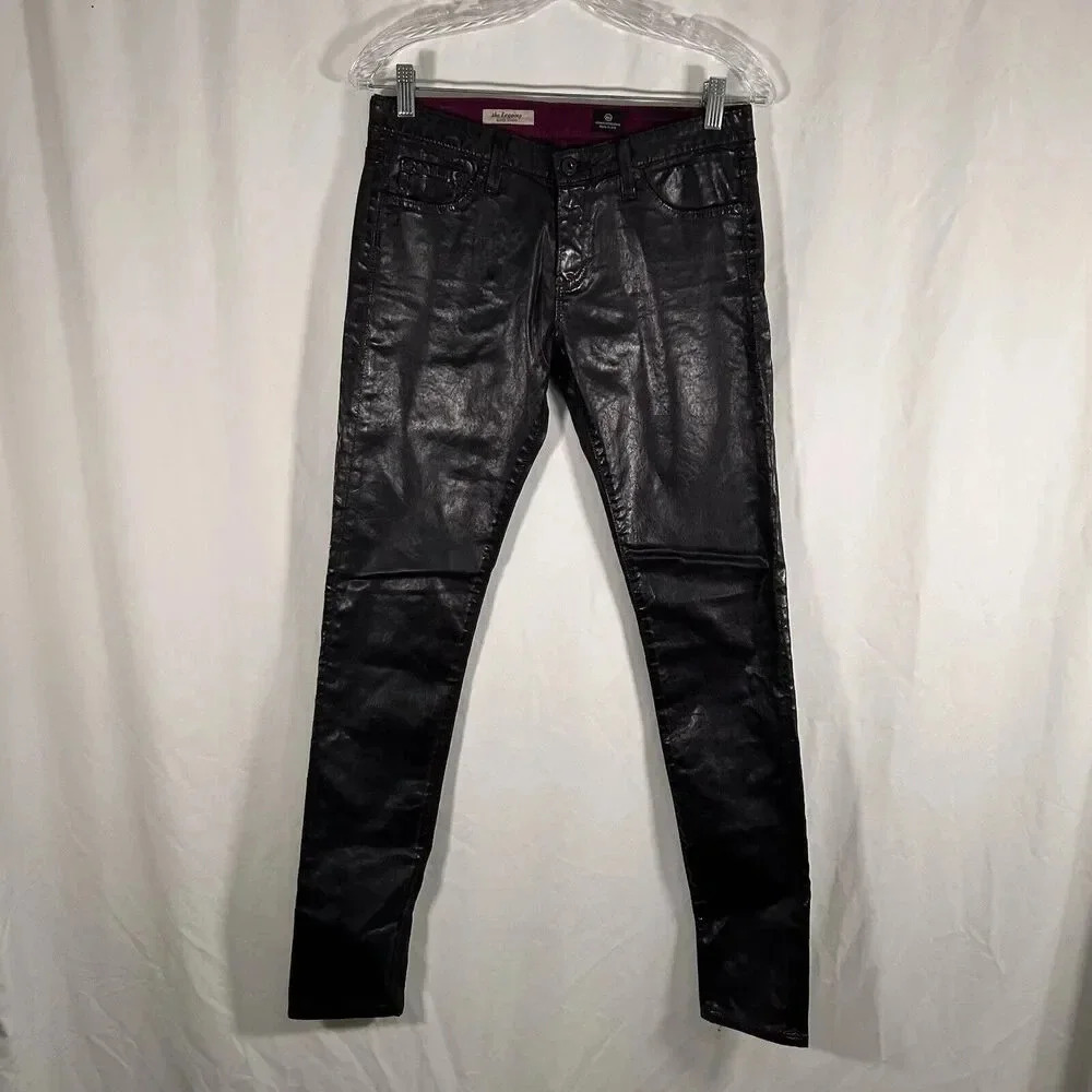 Adriano Goldschmied Faux Leather Pants Womens 28R Brown The Legging Super Skinny